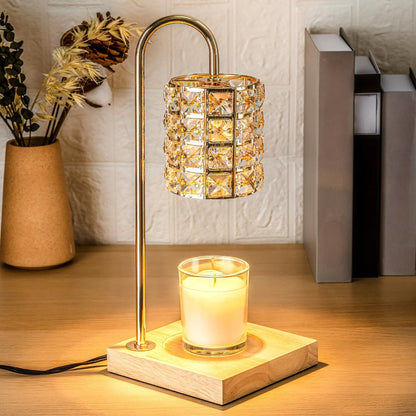 Kerzenwärmer Lampe Metall Holz Glas Tisch Dekoration