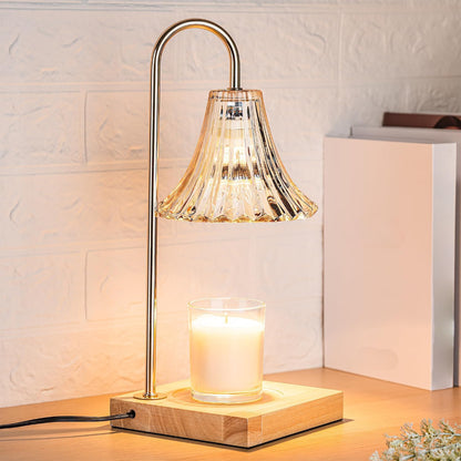 Kerzenwärmer Lampe Metall Holz Glas Tisch Dekoration