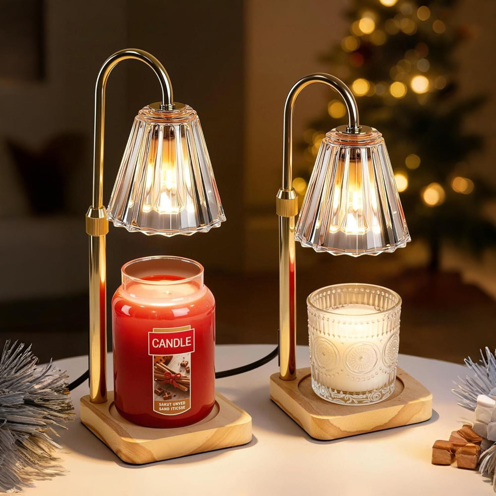 Kerzenwärmer Lampe Metall Holz Glas Tisch Dekoration