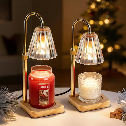 Kerzenwärmer Lampe Metall Holz Glas Tisch Dekoration