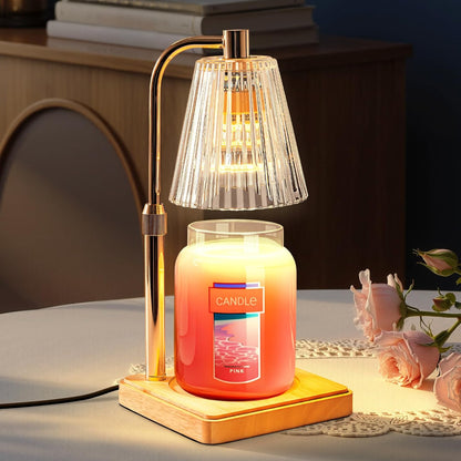 Kerzenwärmer Lampe Metall Holz Glas Tisch Dekoration
