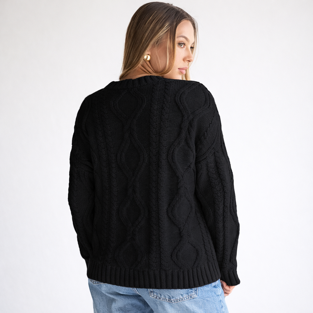 Pull oversize femme en grosse maille manches longues chaud hiver