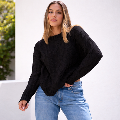 Pull oversize femme en grosse maille manches longues chaud hiver
