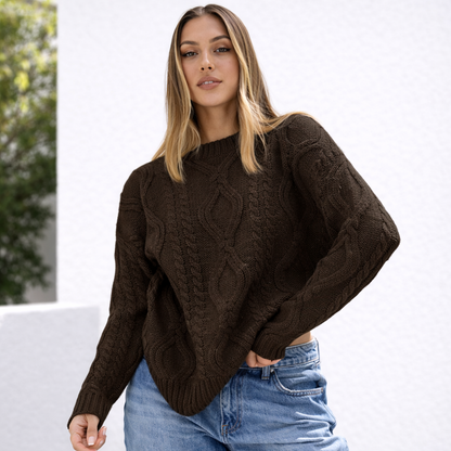 Pull oversize femme en grosse maille manches longues chaud hiver