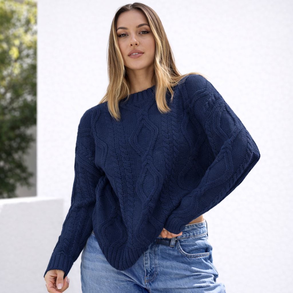 Pull oversize femme en grosse maille manches longues chaud hiver