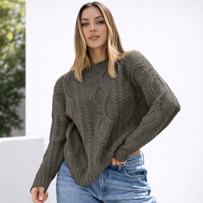 Pull oversize femme en grosse maille manches longues chaud hiver