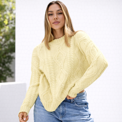 Pull oversize femme en grosse maille manches longues chaud hiver