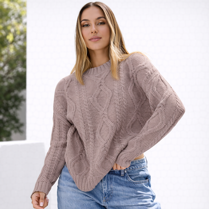 Pull oversize femme en grosse maille manches longues chaud hiver