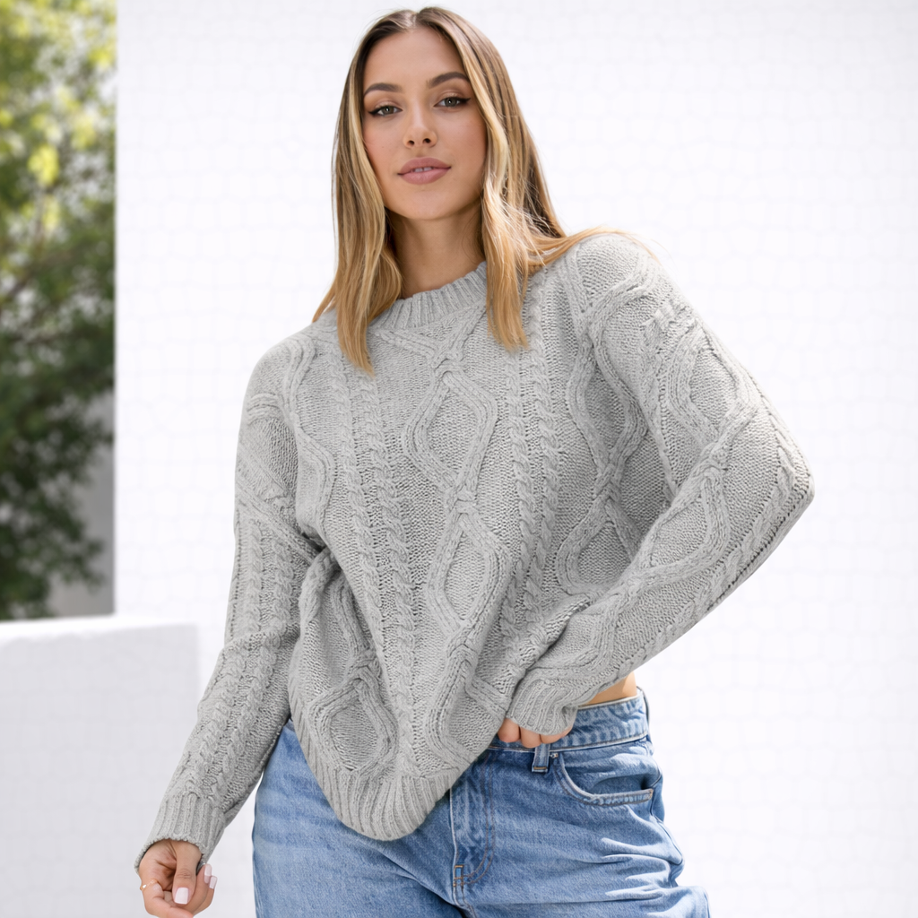 Pull oversize femme en grosse maille manches longues chaud hiver