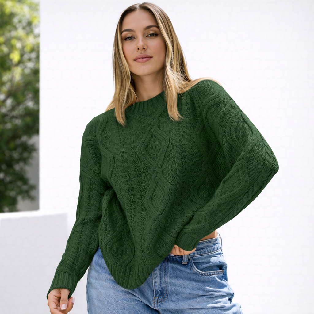 Pull oversize femme en grosse maille manches longues chaud hiver