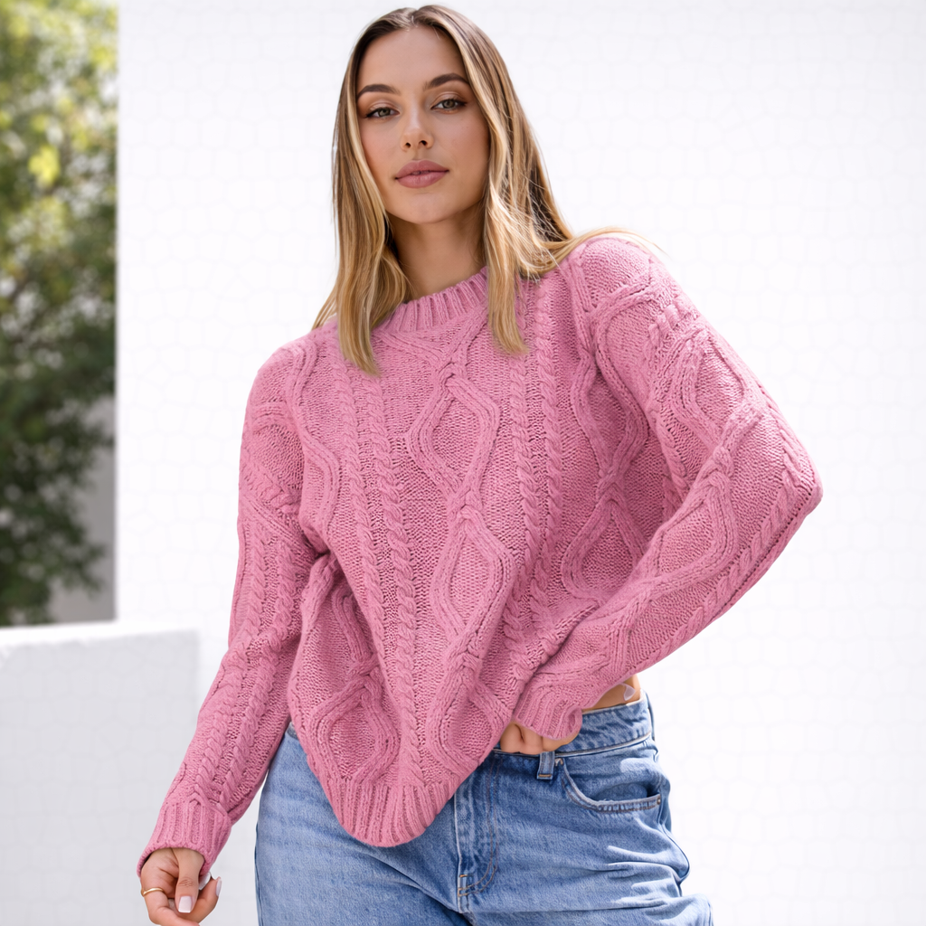 Pull oversize femme en grosse maille manches longues chaud hiver