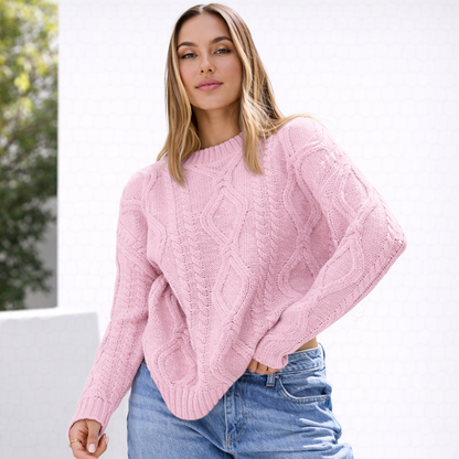 Pull oversize femme en grosse maille manches longues chaud hiver
