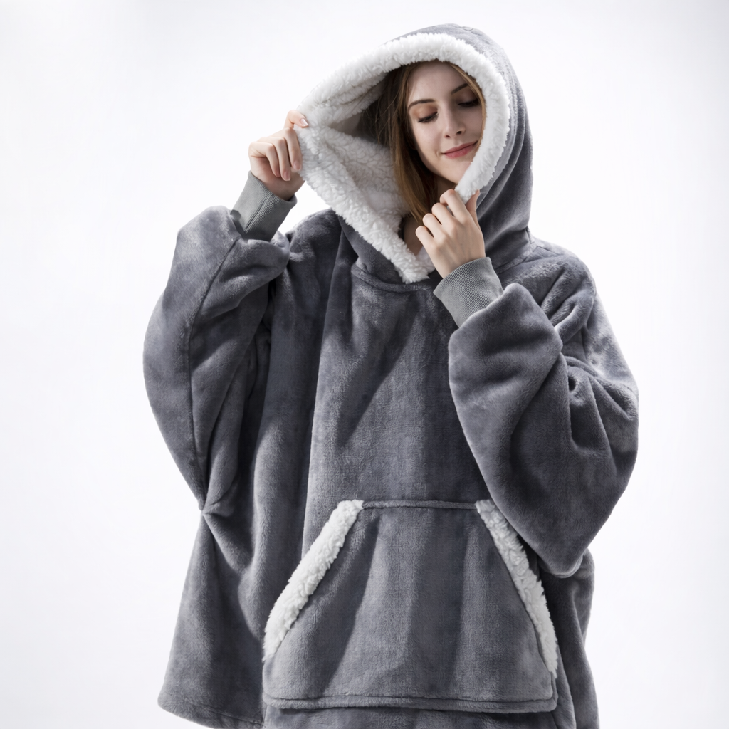 Damen Kuschel Hoodie Decke Oversize Warm Lang Alltag