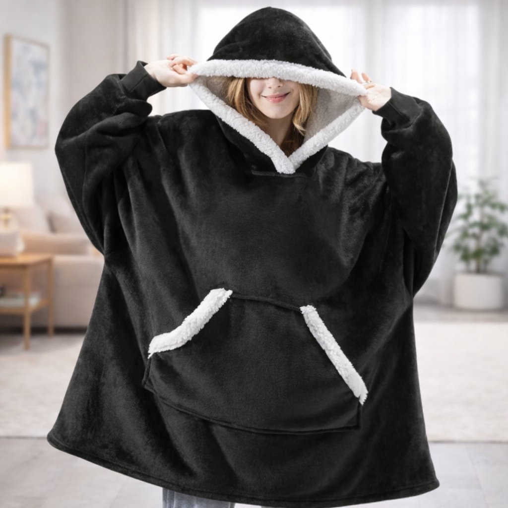 Damen Kuschel Hoodie Decke Oversize Warm Lang Alltag