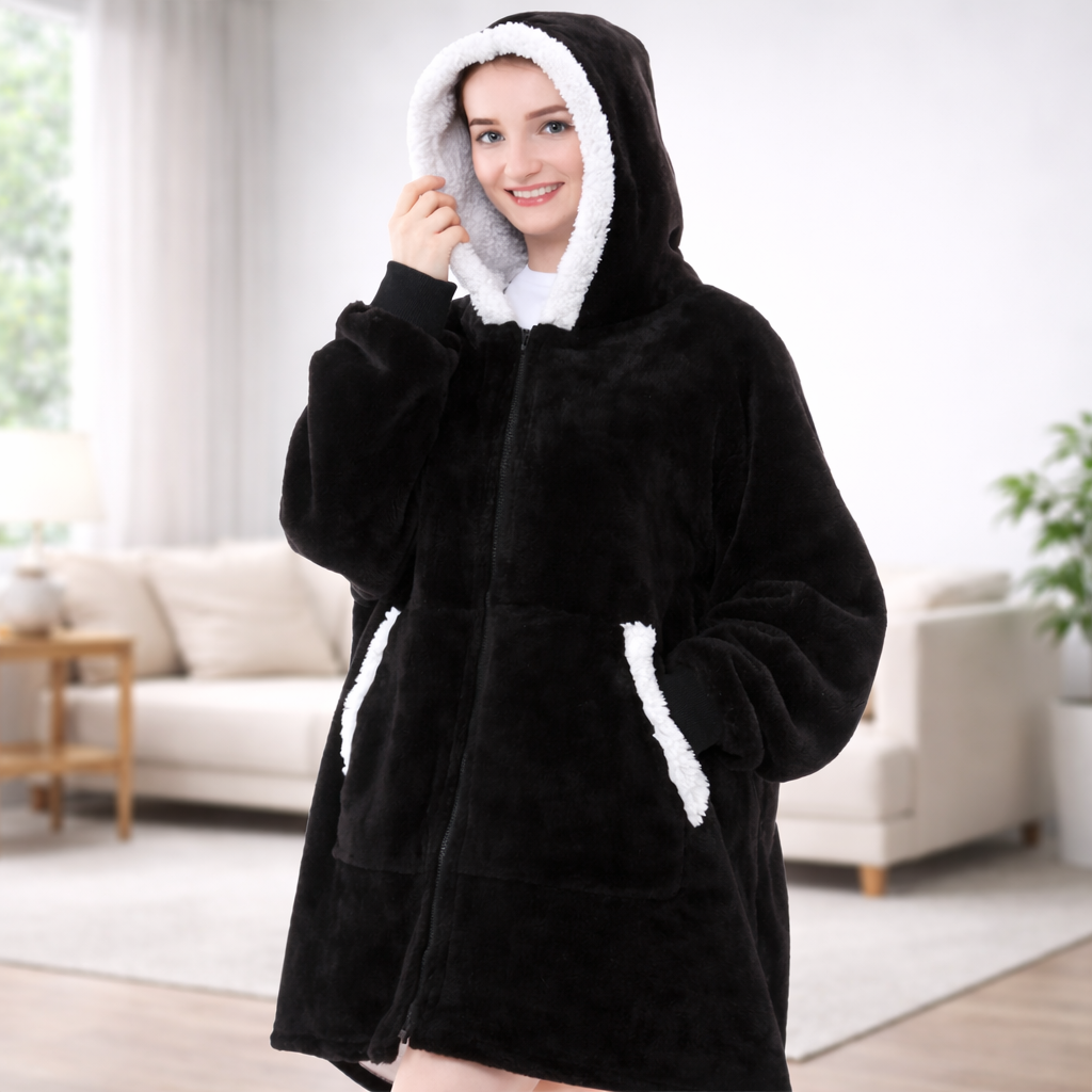 Damen Kuschel Hoodie Decke Oversize Warm Lang Alltag
