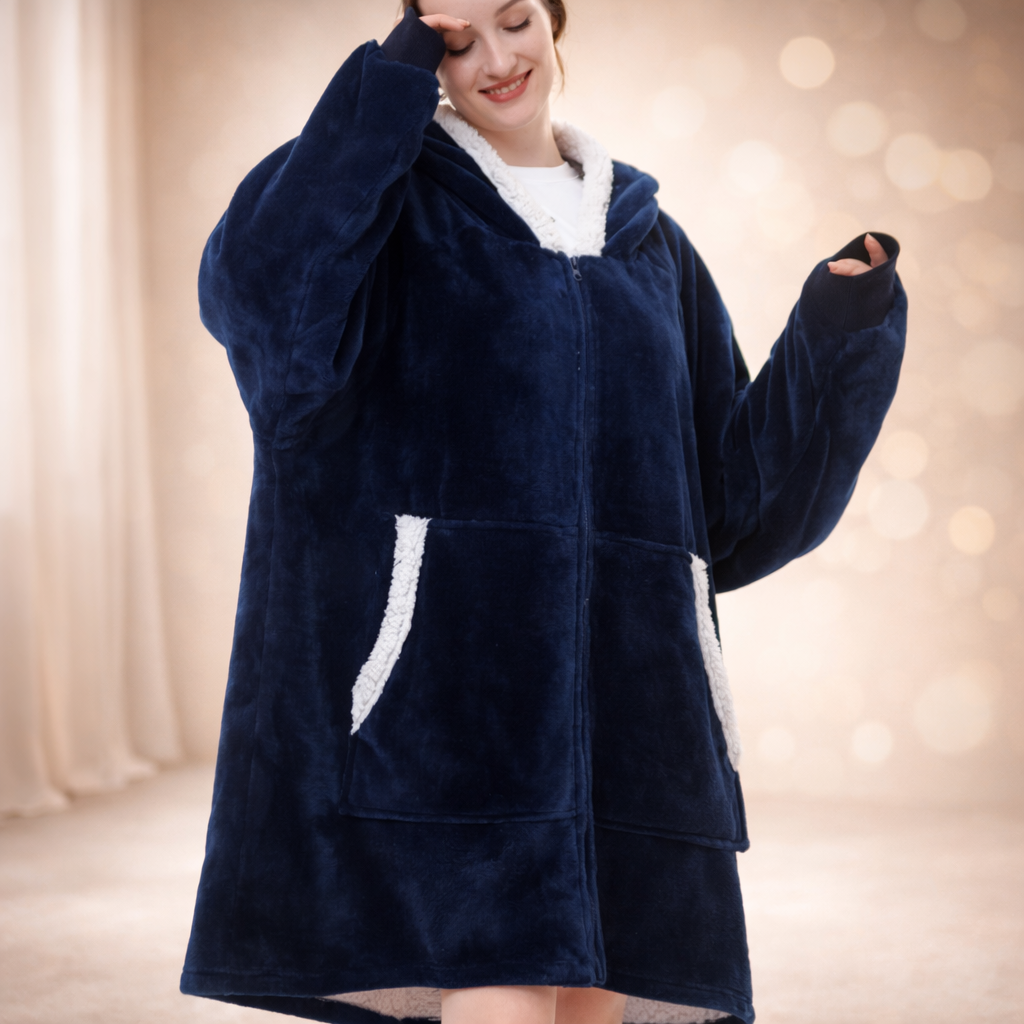 Damen Kuschel Hoodie Decke Oversize Warm Lang Alltag