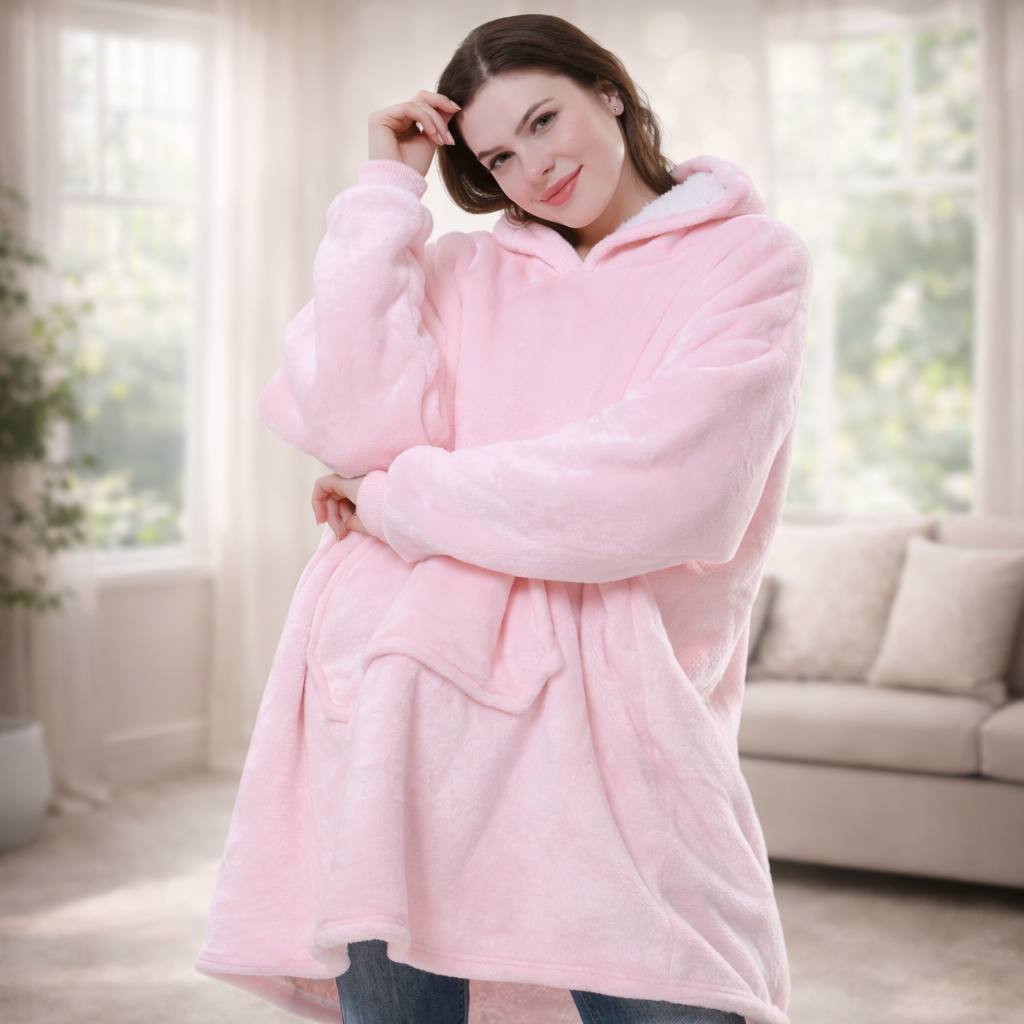 Damen Kuschel Hoodie Decke Oversize Warm Lang Alltag