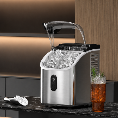 Ice cube machine self-cleaning stainless steel kitchen home