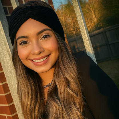 Geripptes Strick Stirnband Damen Winter Warmes Ohrband Set