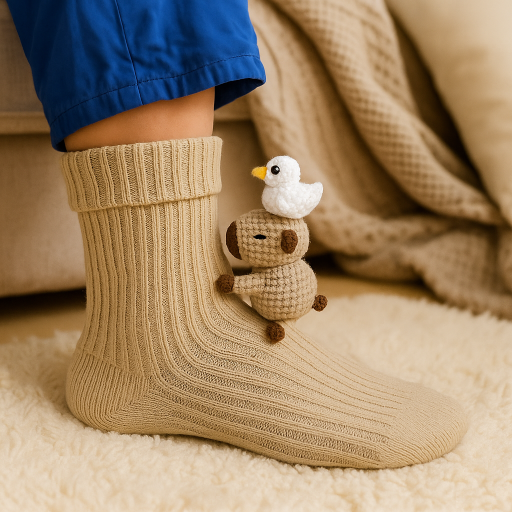 Kuschelsocken Winter Rutschfeste Hausstrümpfe Plüsch Unisex