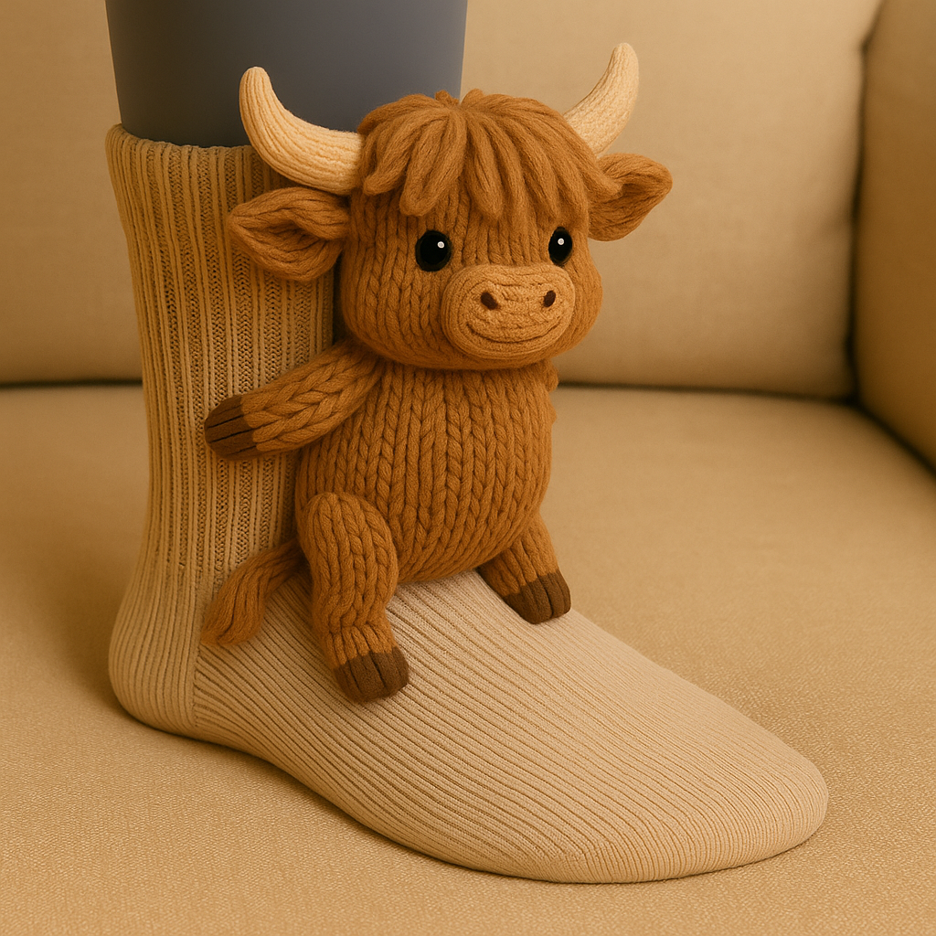 Haussocken rutschfest warm Plüsch Mikrofaser 3D Tiermotiv Unisex