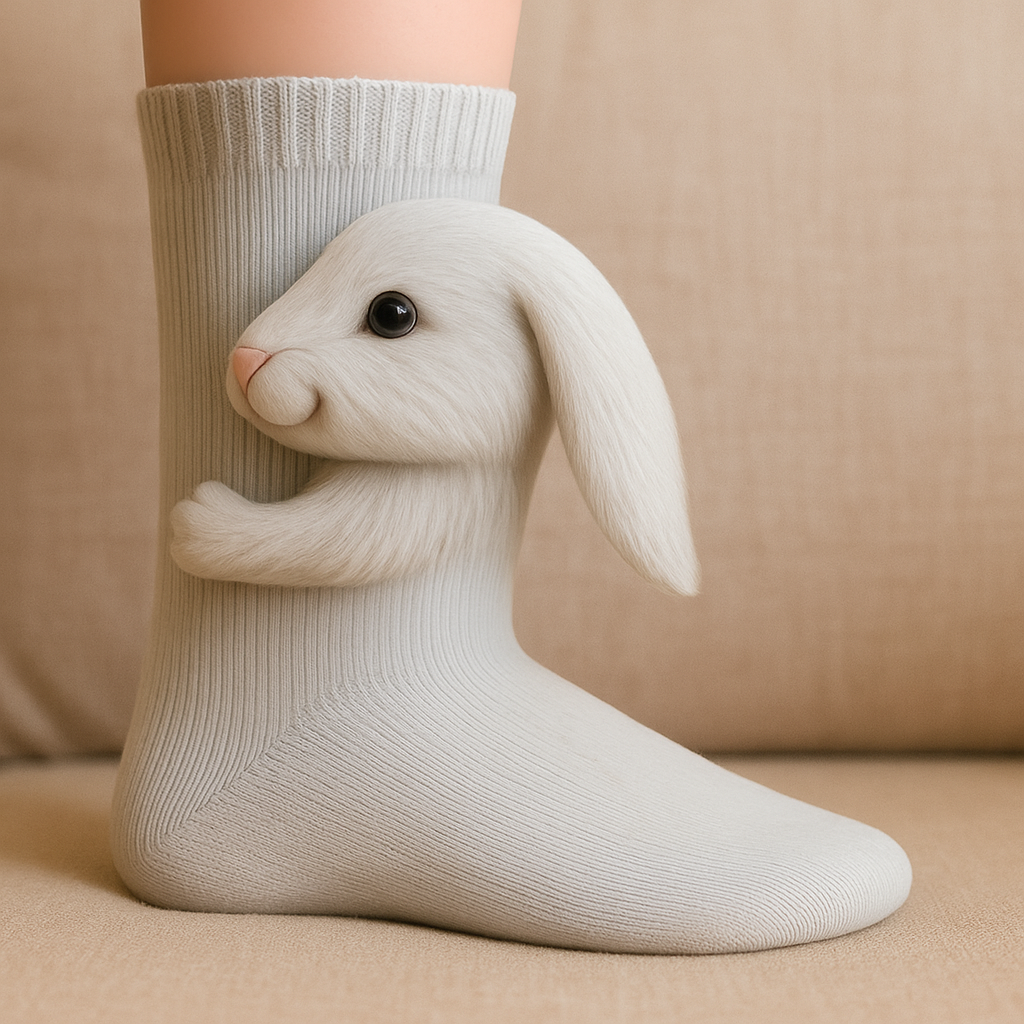 Haussocken rutschfest warm Plüsch Mikrofaser 3D Tiermotiv Unisex