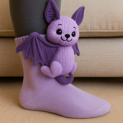 Haussocken rutschfest warm Plüsch Mikrofaser 3D Tiermotiv Unisex