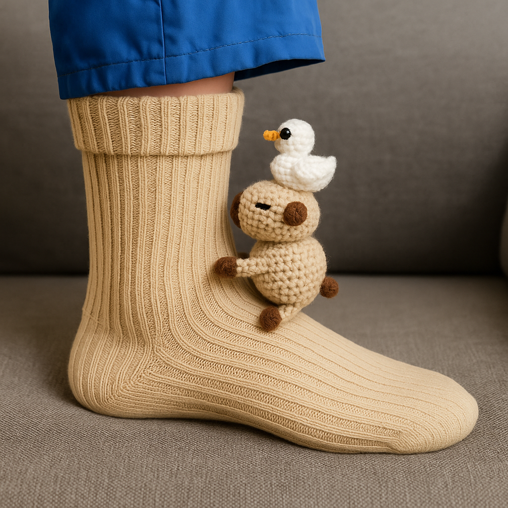 Haussocken rutschfest warm Plüsch Mikrofaser 3D Tiermotiv Unisex