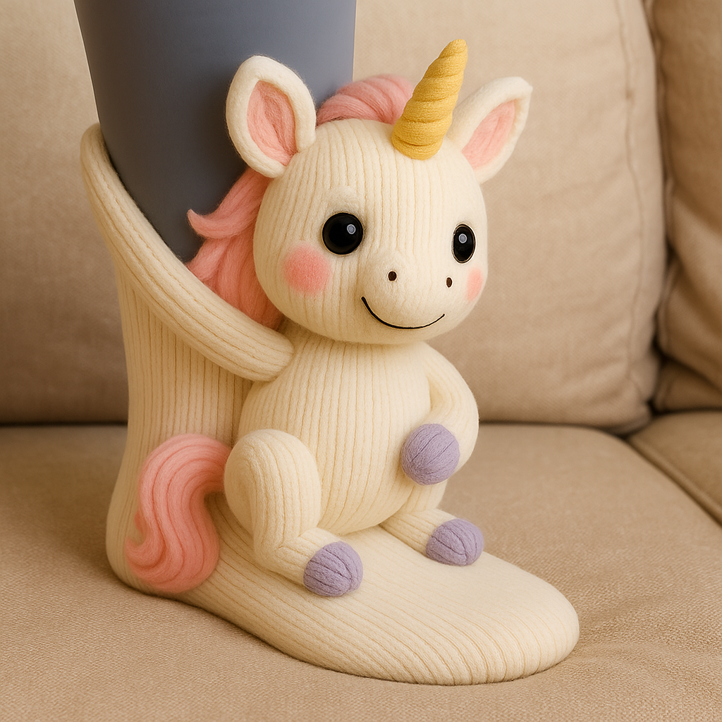 Haussocken rutschfest warm Plüsch Mikrofaser 3D Tiermotiv Unisex