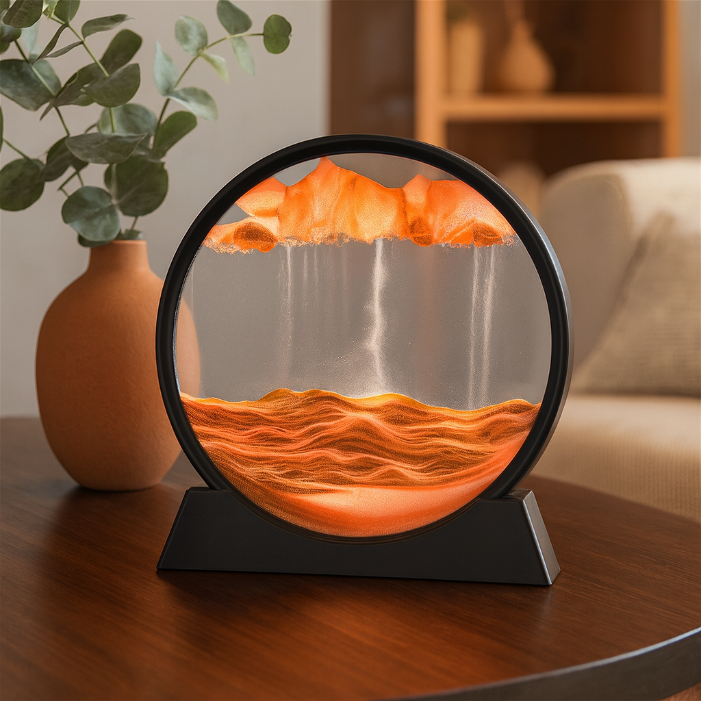 Sand Art Picture Glass Moving Landscape Decorative Table Display