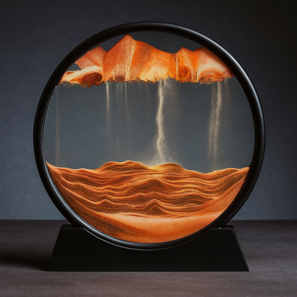 Sand Art Picture Glass Moving Landscape Decorative Table Display