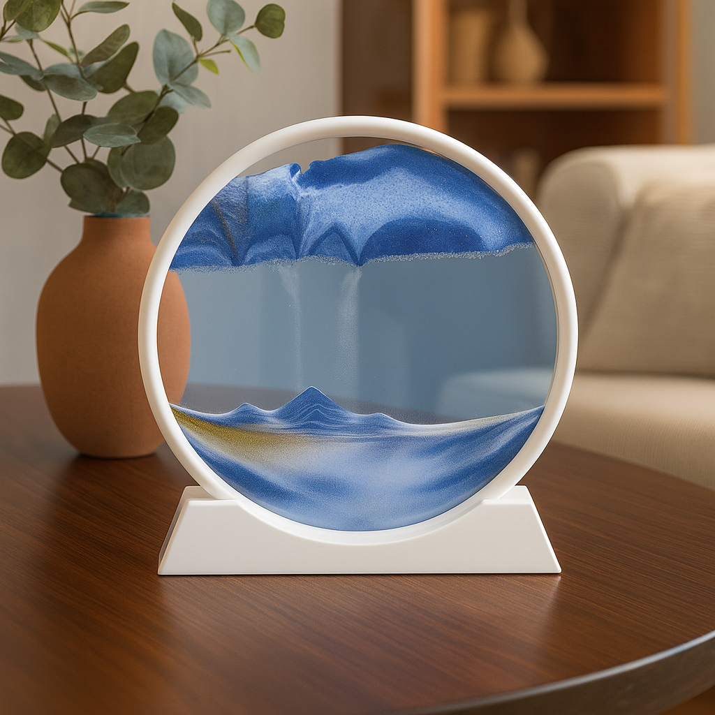 Sand Art Picture Glass Moving Landscape Decorative Table Display