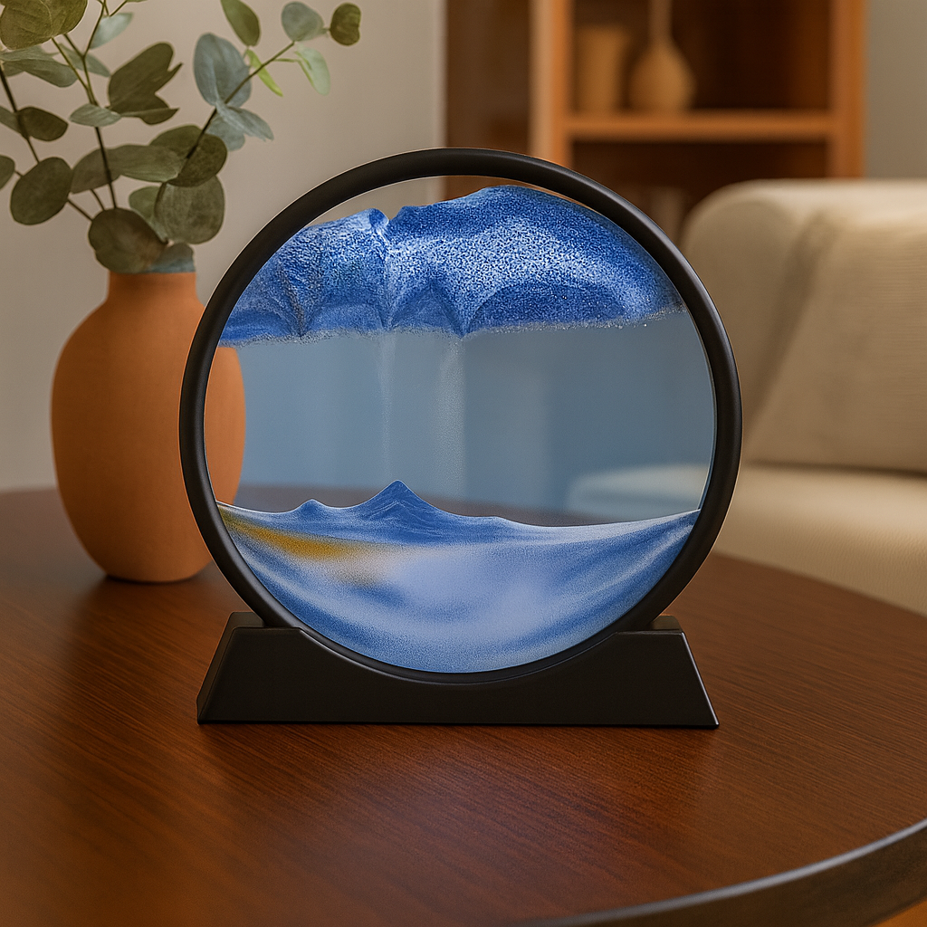 Sand Art Picture Glass Moving Landscape Decorative Table Display