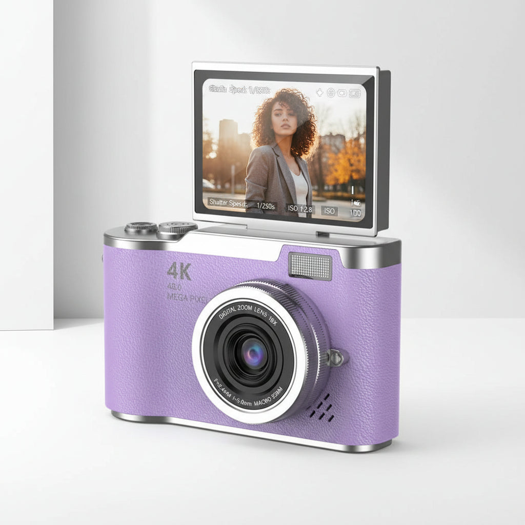 4K Digital Camera 8x Magnification 2.4 Inch Folding Screen