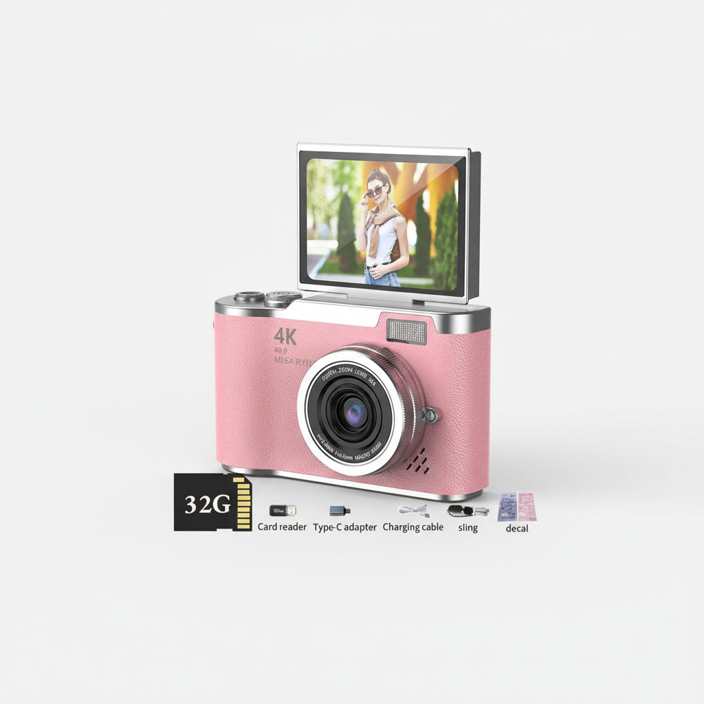 4K Digital Camera 8x Magnification 2.4 Inch Folding Screen