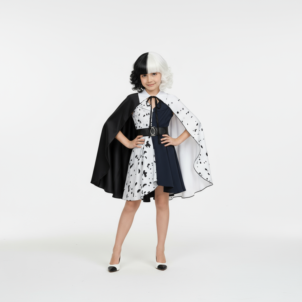 Children's Costume Dress Black White Carnival Girls