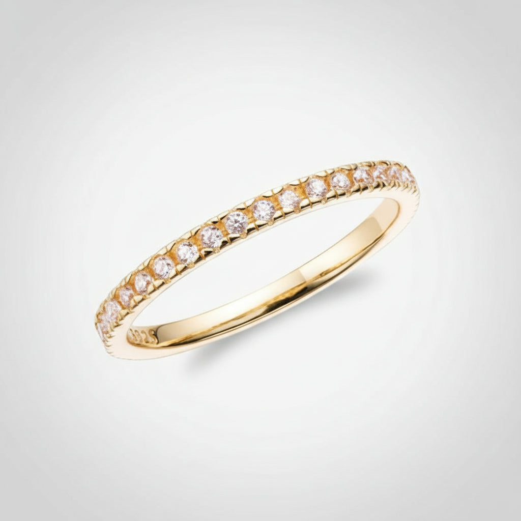 Anillo apilable Augusta Plata 925 con circonitas Baño de oro y rodio