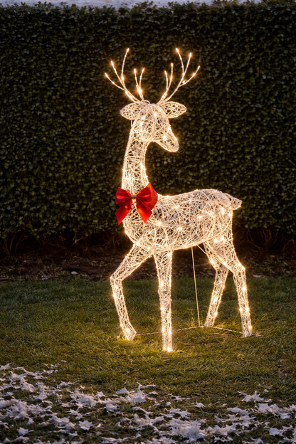 Decorazione Natalizia Famiglia di Renne Luminosa Design in Rattan per Esterni
