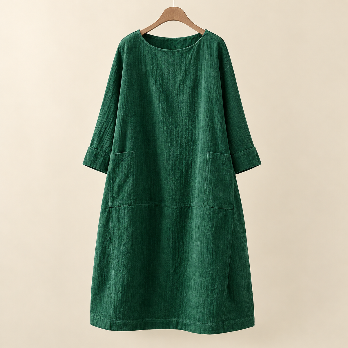 Damen Bequemes A-Linien Kleid über Dem Knie