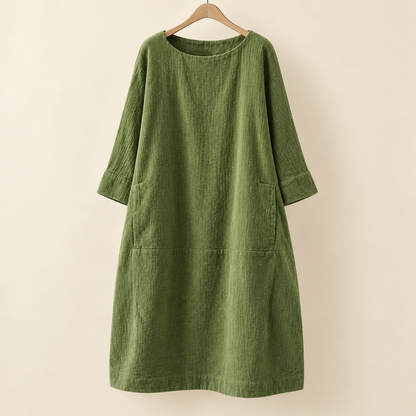 Damen Bequemes A-Linien Kleid über Dem Knie