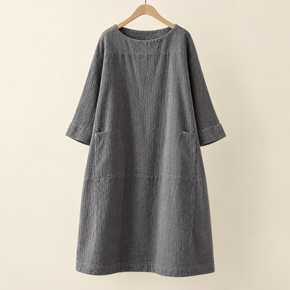 Damen Bequemes A-Linien Kleid über Dem Knie