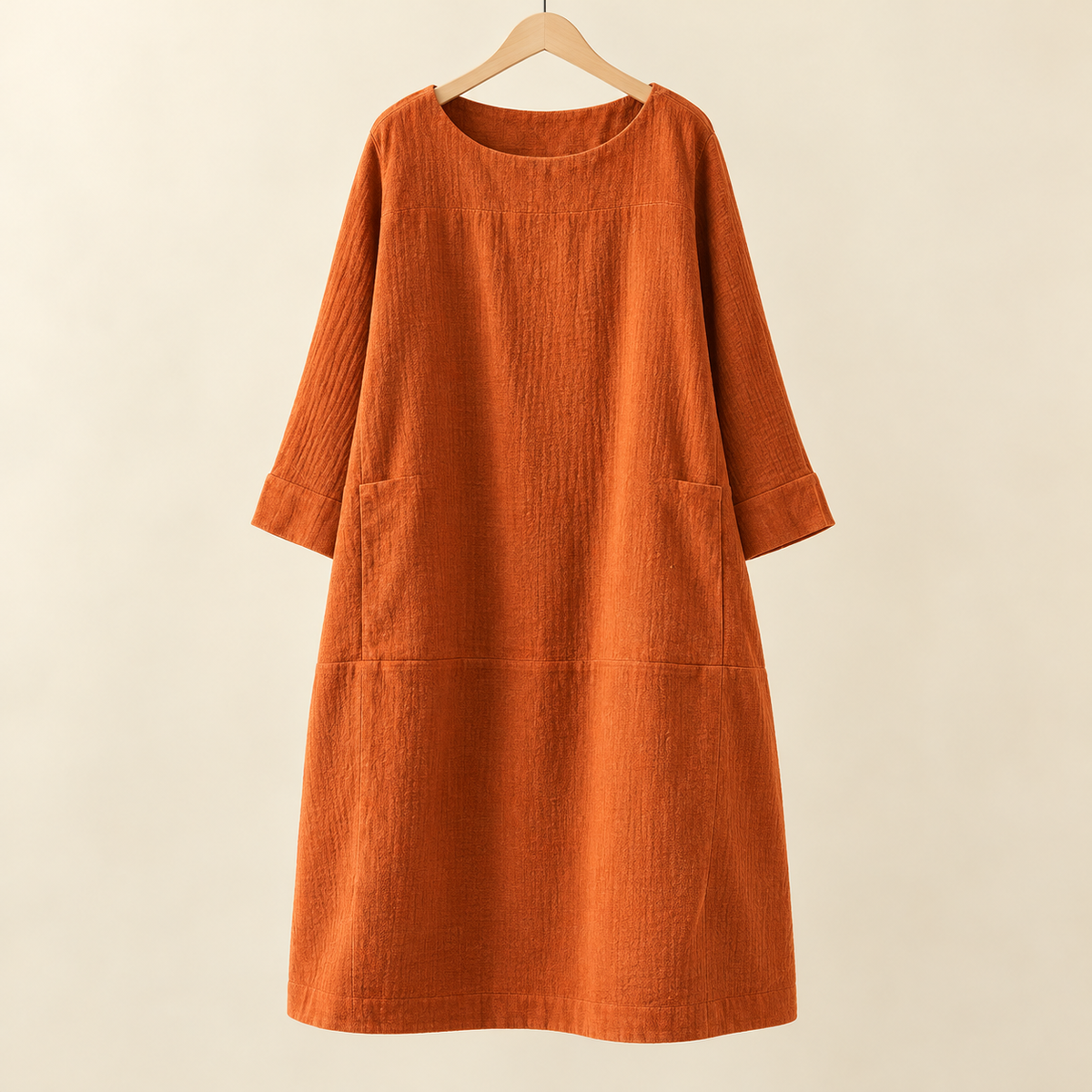 Damen Bequemes A-Linien Kleid über Dem Knie