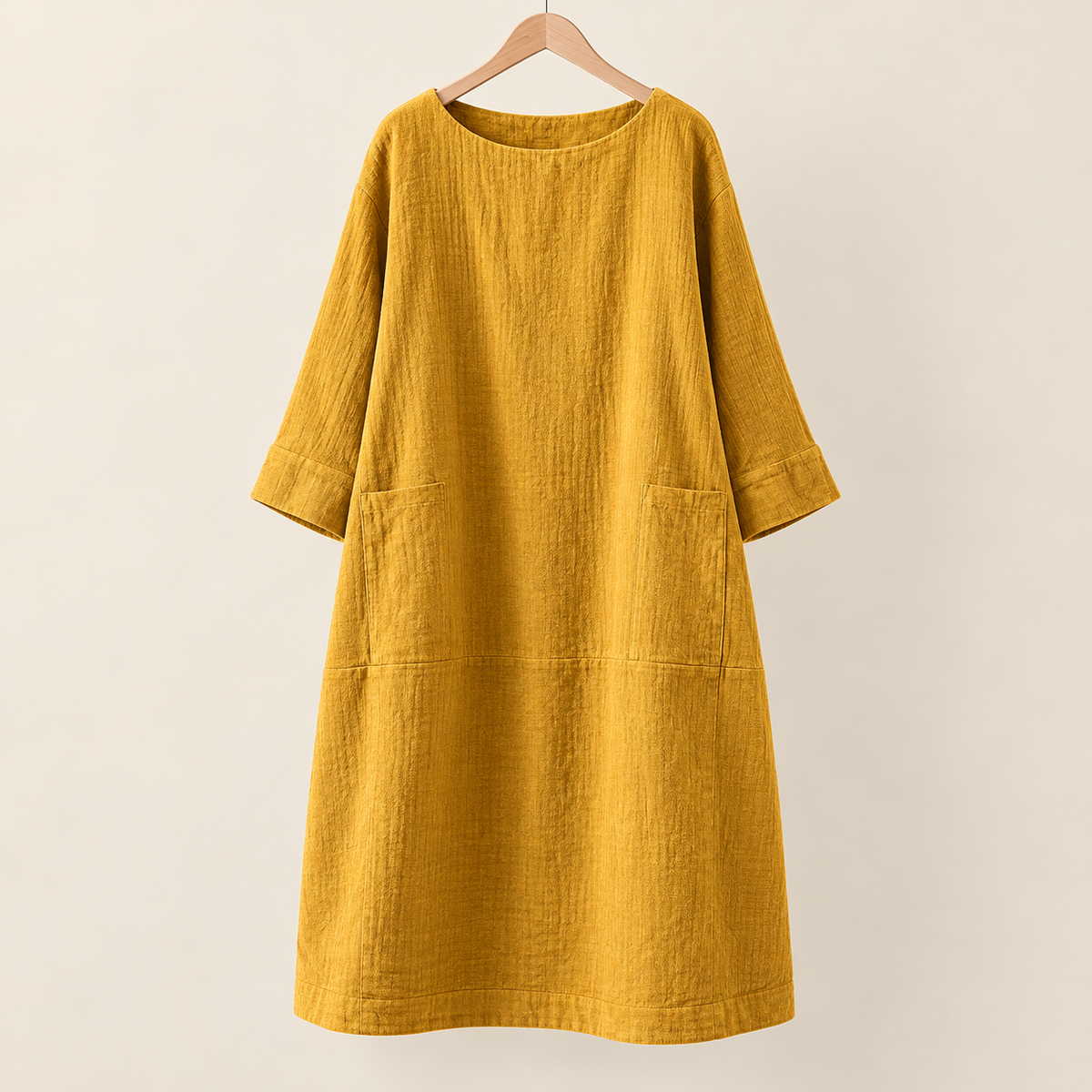 Damen Bequemes A-Linien Kleid über Dem Knie