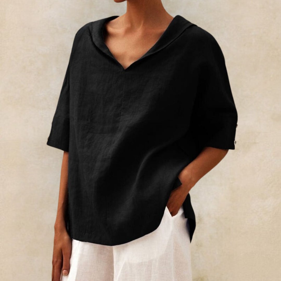 Damen Bluse Locker V Ausschnitt Freizeit Oberteil