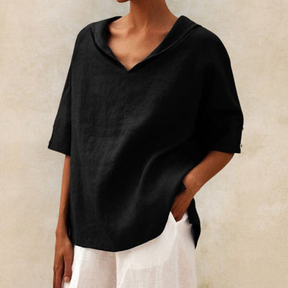 Damen Bluse Locker V Ausschnitt Freizeit Oberteil