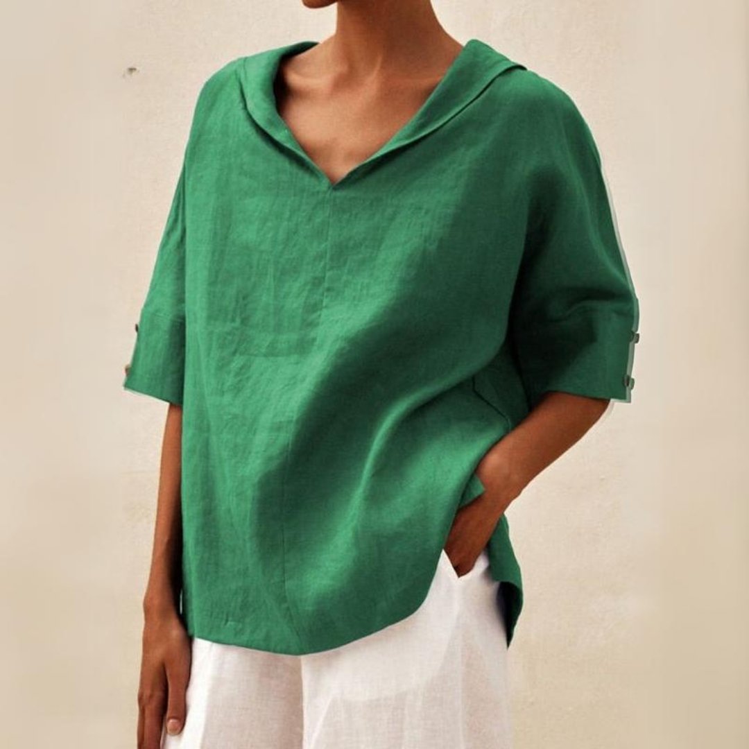 Damen Bluse Locker V Ausschnitt Freizeit Oberteil