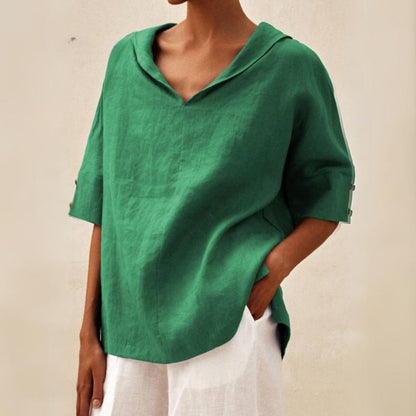 Damen Bluse Locker V Ausschnitt Freizeit Oberteil