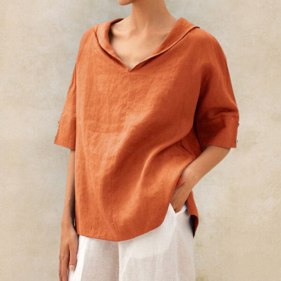Damen Bluse Locker V Ausschnitt Freizeit Oberteil