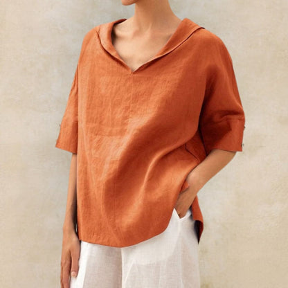 Damen Bluse Locker V Ausschnitt Freizeit Oberteil