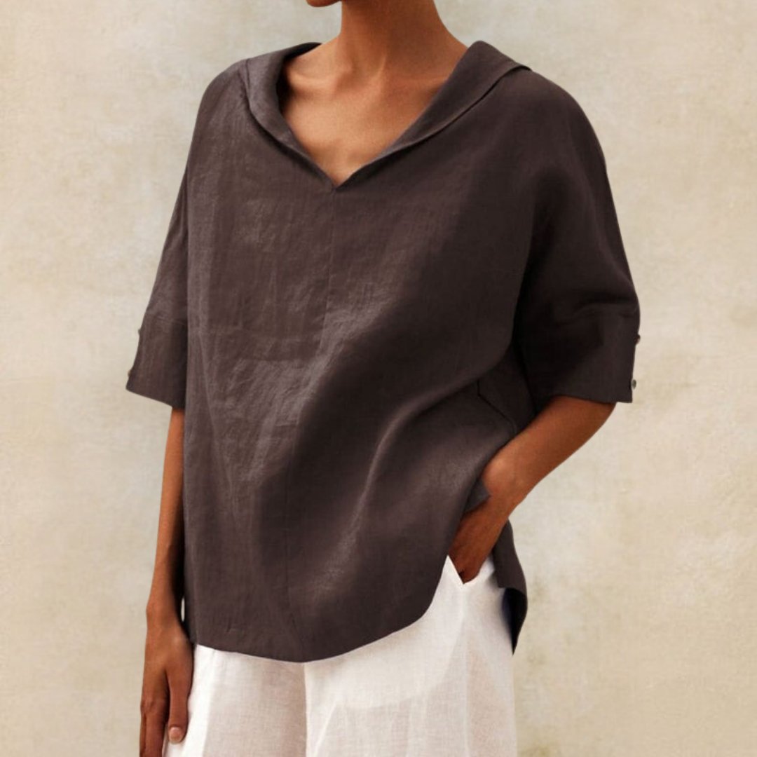 Damen Bluse Locker V Ausschnitt Freizeit Oberteil